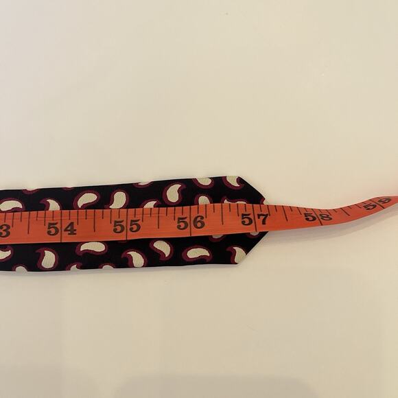 Liberty of London Silk Tie Mens 57.5x3.375 Foulard Repp Paisley Black Maroon USA - Picture 10 of 10